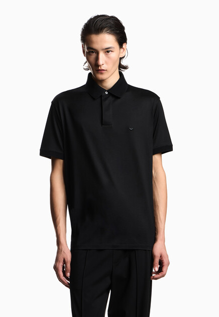 Поло EMPORIO ARMANI  - Хлопок, Лиоцелл - цвет черный