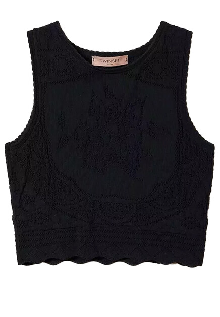 Укороченный трикотажный топ в стиле кроше TWINSET Milano