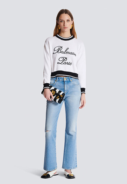 Джемпер с объемной вышивкой BALMAIN
