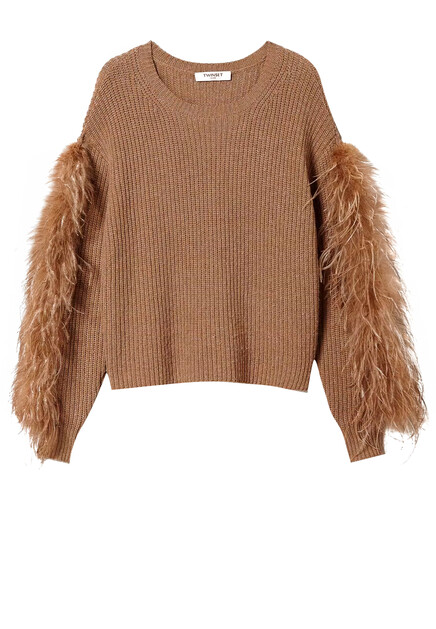 Свитер с декором из перьев  TWINSET Milano