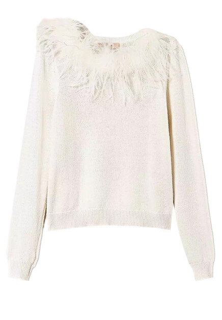 Джемпер с декором из перьев  TWINSET Milano