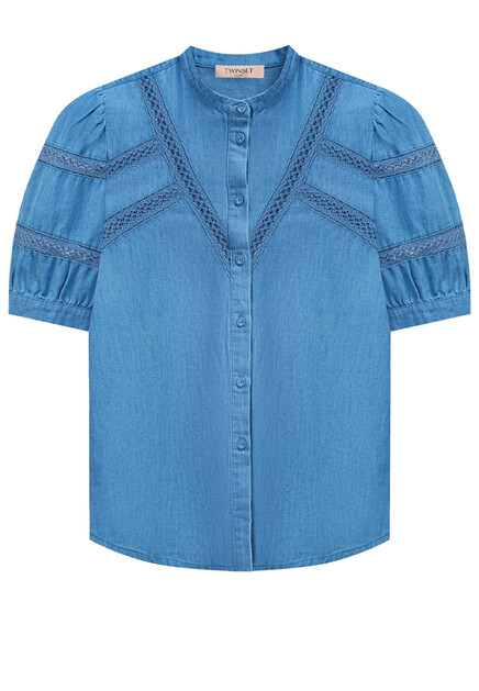 Блуза из хлопкового денима  TWINSET Milano