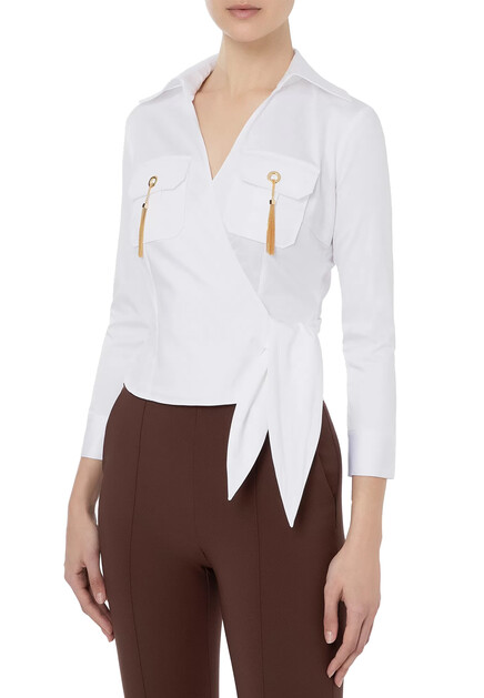 Рубашка с запа́хом с карманами и кисточками ELISABETTA FRANCHI