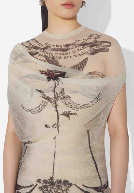 Платье-макси The Tattoo Rose and Bird JEAN PAUL GAULTIER