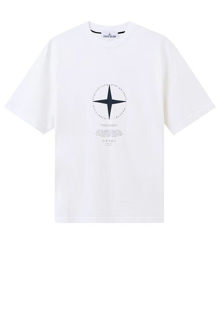 Хлопковая футболка с принтом STONE ISLAND