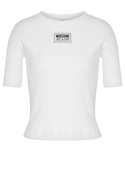 Футболка в рубчик с логотипом MOSCHINO JEANS