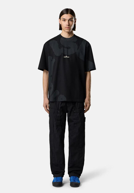 Хлопковая футболка с принтом на спине STONE ISLAND - ИТАЛИЯ