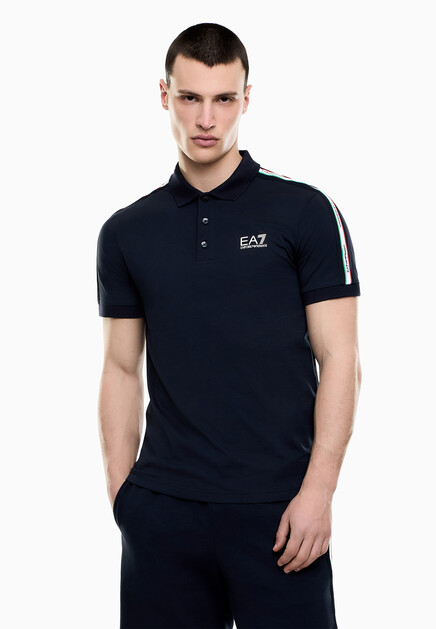 Поло EA7  - Хлопок - цвет синий