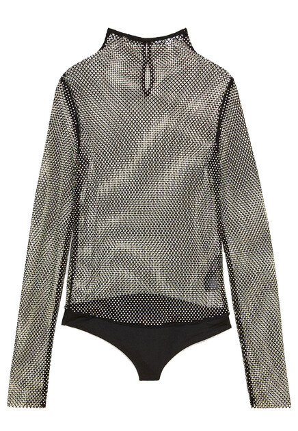 Боди в сетку с декором из страз PATRIZIA PEPE