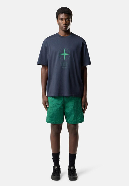 Хлопковая футболка с принтом STONE ISLAND - ИТАЛИЯ